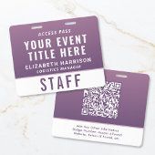 Modern QR Code Purple Event Access ID Badge バッジ