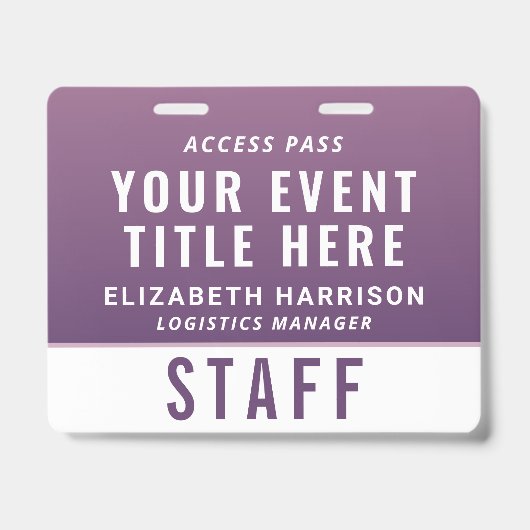 Modern QR Code Purple Event Access ID Badge バッジ (正面)
