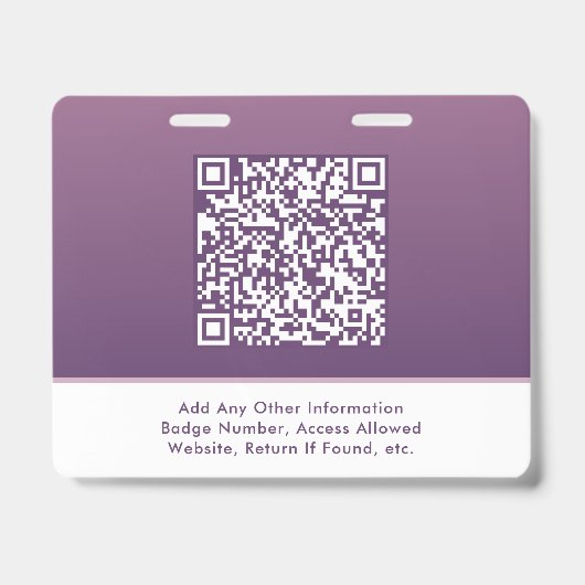 Modern QR Code Purple Event Access ID Badge バッジ (裏面)