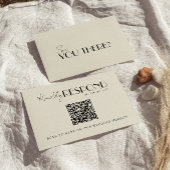 Modern QR Code Retro French Whimsical Wedding 出欠カード