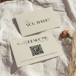 Modern QR Code Retro French Whimsical Wedding 出欠カード