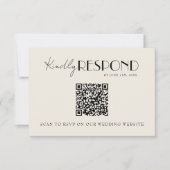 Modern QR Code Retro French Whimsical Wedding 出欠カード (正面)