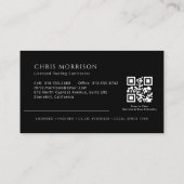 Modern QR Code Roofing Roofer Company Black 名刺 (裏面)