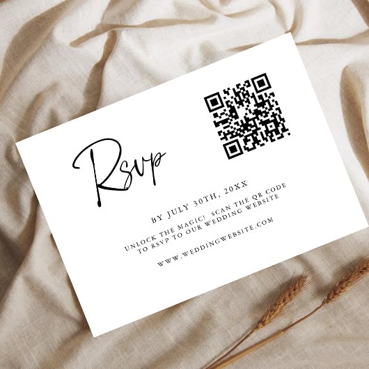 Modern QR Code RSVP Card | Fine Line Script セーブザデート