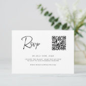 Modern QR Code RSVP Card | Fine Line Script セーブザデート (スタンド正面)