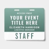 Modern QR Code Sage Green Event Access ID バッジ (正面)