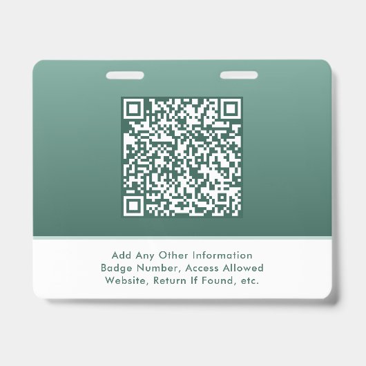 Modern QR Code Sage Green Event Access ID バッジ (裏面)