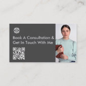 Modern QR Code Tech Savvy Sleek Black Gray Clean 名刺 (裏面)