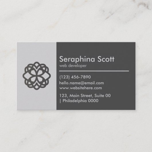 Modern QR Code Tech Savvy Sleek Black Gray Clean 名刺 (正面)