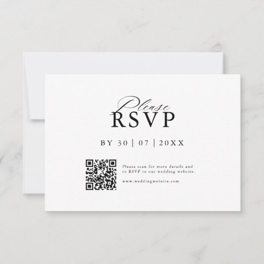 Modern QR Code Website RSVP Card セーブザデート (正面)