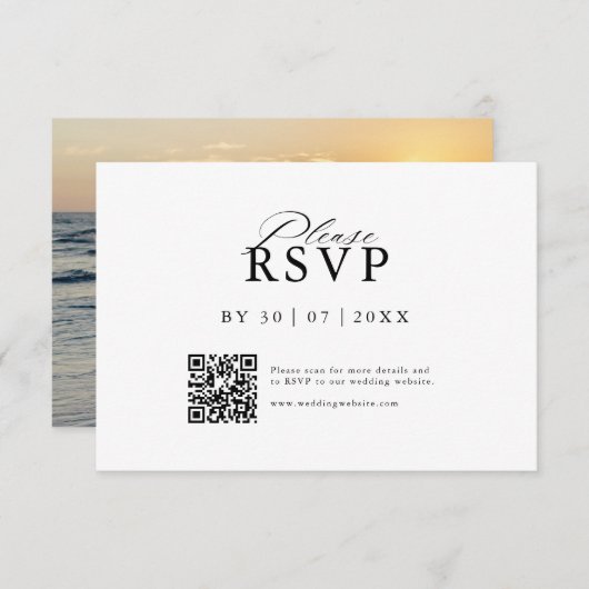 Modern QR Code Website RSVP Card セーブザデート (正面/裏面)