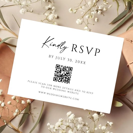 Modern QR Code Website RSVP Card セーブザデート