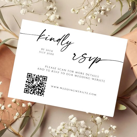 Modern QR Code Website RSVP Card セーブザデート