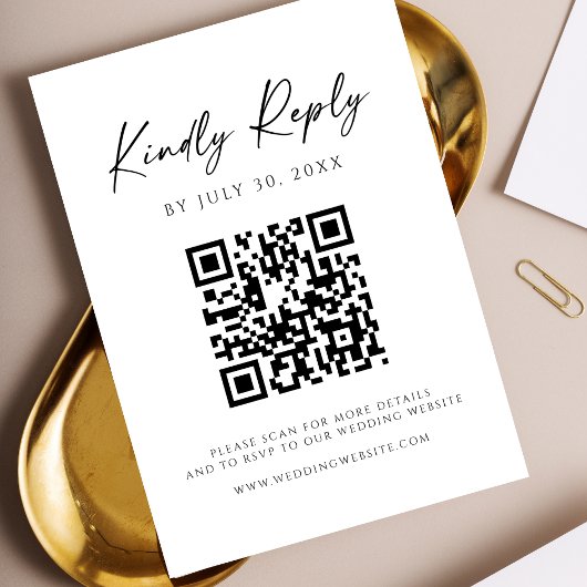 Modern QR Code Website RSVP Card セーブザデート