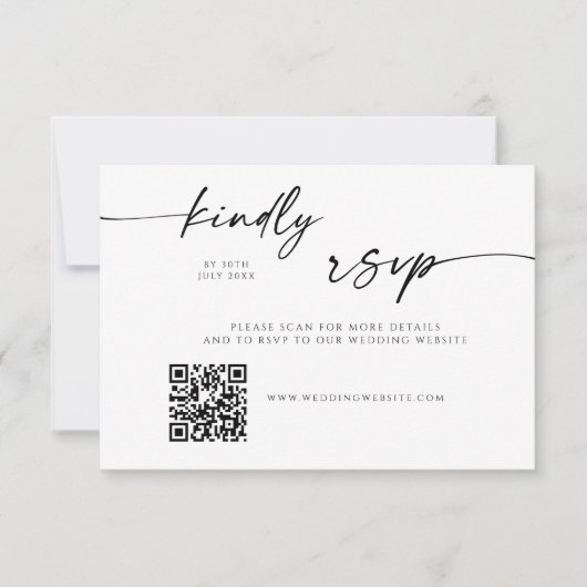 Modern QR Code Website RSVP Card セーブザデート (正面)