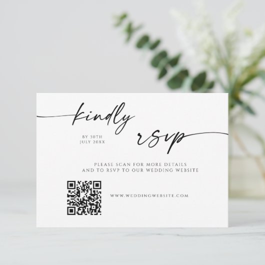Modern QR Code Website RSVP Card セーブザデート (スタンド正面)