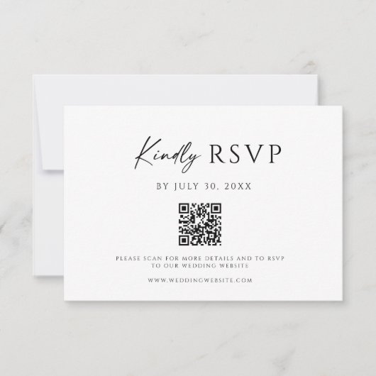 Modern QR Code Website RSVP Card セーブザデート (正面)