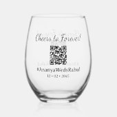 Modern QR Code Wedding Favor Stemless Wine Glass ステムなしワイングラス (裏面)