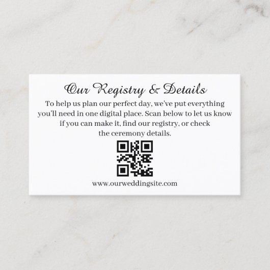 Modern QR Code Wedding Registry and RSVP  エンクロージャーカード (正面)