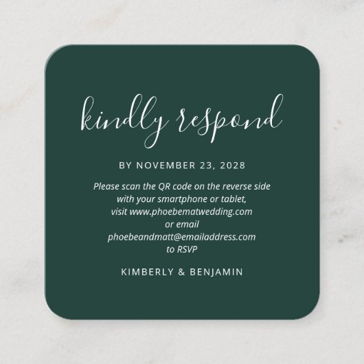 Modern QR Code Wedding Response RSVP Card スクエア名刺 (正面)