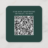 Modern QR Code Wedding Response RSVP Card スクエア名刺 (裏面)