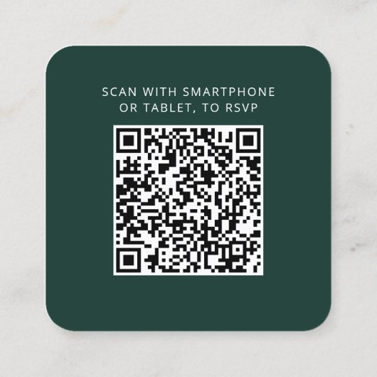 Modern QR Code Wedding Response RSVP Card スクエア名刺 (裏面)