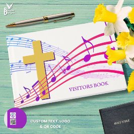Modern QR Logo Church Easter Guest Book ゲストブック