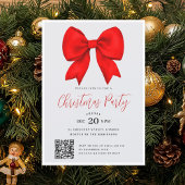 Modern QR Red Holiday Bow Christmas Party 招待状