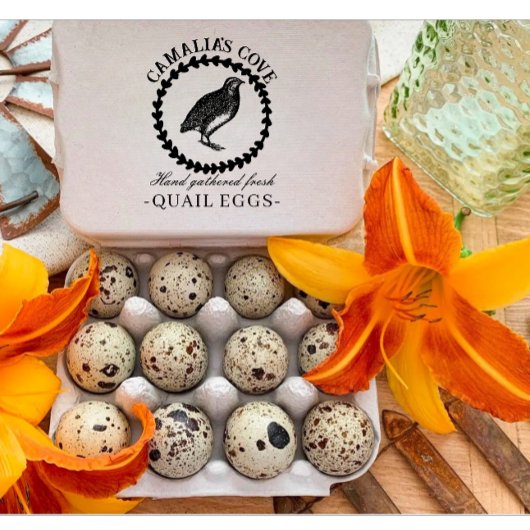 Modern Quail Eggs Custom Farm Owner Name Black ラバースタンプ