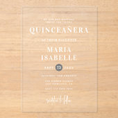 Modern Quinceañera Birthday Party Photo Overlay アクリル招待状 (正面)