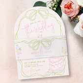 Modern quirky hand drawn bow PASTEL retro wedding 招待状ベリーバンド