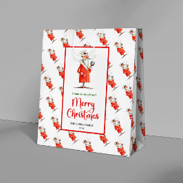 Modern quirky Santa charming Christmas gift bag ミディアムペーパーバッグ