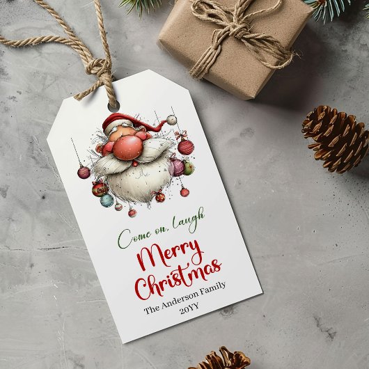 Modern quirky Santa Christmas gift tag design ギフトタグ