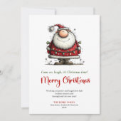 Modern Quirky Santa Festive Christmas Greeting シーズンカード (正面)