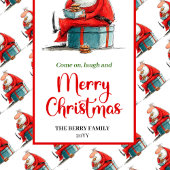 Modern quirky Santa playful festive celebration  ミディアムペーパーバッグ