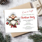 Modern Quirky Santa Watercolor Christmas Invite 招待状