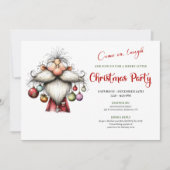 Modern Quirky Santa Watercolor Christmas Invite 招待状 (正面)