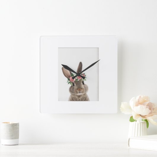 "Modern Rabbit Wall Clock スクエア壁時計 (ホーム)