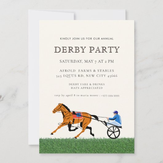 Modern Race Horse Derby Party Equestrian  招待状 (正面)
