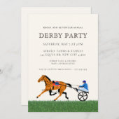 Modern Race Horse Derby Party Equestrian  招待状 (正面/裏面)
