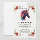 Modern Race Horse Derby Party Equestrian 招待状 (正面/裏面)