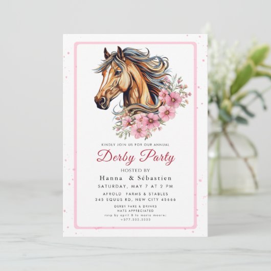 Modern Race Horse Derby Party Equestrian  招待状 (スタンド正面)