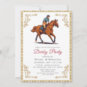 Modern Race Horse Derby Party Equestrian 招待状 (正面)