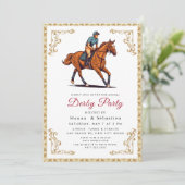 Modern Race Horse Derby Party Equestrian  招待状 (スタンド正面)