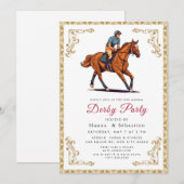 Modern Race Horse Derby Party Equestrian  招待状 (正面/裏面)