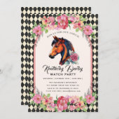 Modern Race Horse Derby Party Equestrian 招待状 (正面/裏面)