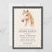 Modern Race Horse Derby Party Equestrian  招待状 (正面)