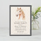Modern Race Horse Derby Party Equestrian  招待状 (スタンド正面)
