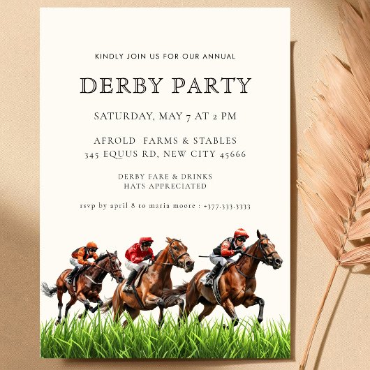 Modern Race Horse Derby Party Equestrian  Invitati 招待状