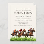 Modern Race Horse Derby Party Equestrian  Invitati 招待状 (正面/裏面)